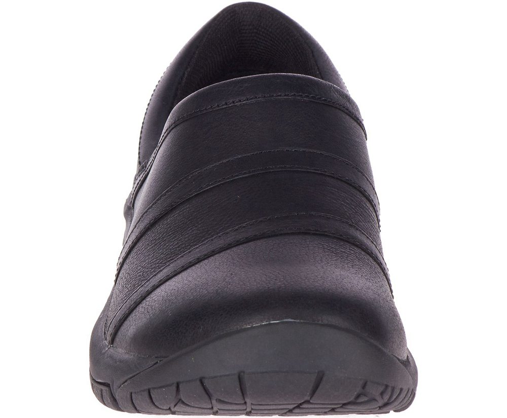 Merrell Slip Ons Black - Encore Moc 4 Leather Wide Width - Womens 72PHFBJZX